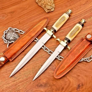LOT OF 2 PCS! Handmade J2 STEEL Boot Knives, Dagger Knives w/SHEATH IS-IS-4997 - Picture 1 of 9