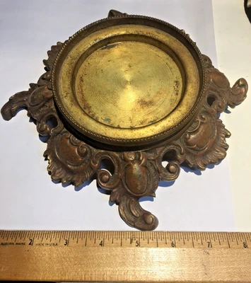 ANTIQUE VICTORIAN GILDED BRONZE METAL BASE PLINTH DISPLAY LAMP HEAVY - Image 1 of 4