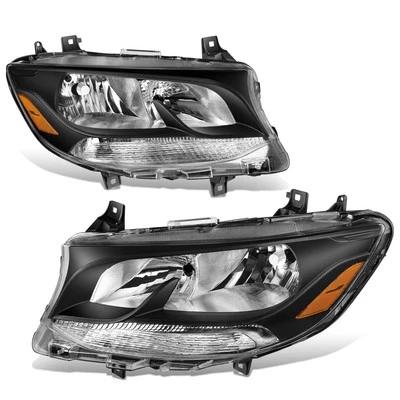 Fit 19-22 Mercedes-Benz Sprinter Black Housing Amber Lens Headlight Assembly - Image 1 of 4