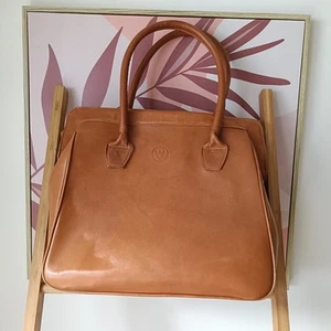 Wanderers Travel Co Large Tan Leather Monte Carlo Handbag Bag Travelbag Luggage - Picture 1 of 13