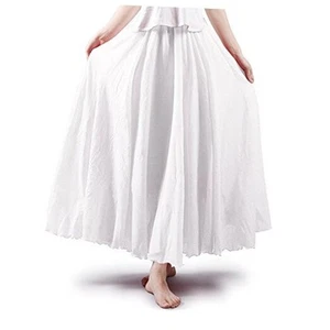 Women's Bohemian Elastic Waist A Line Long Maxi Cotton Linen Skirt - Picture 1 of 6