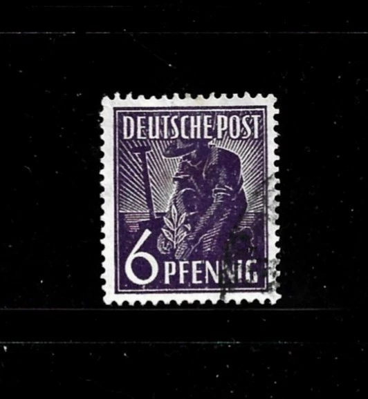 Estampilla de Alemania Scott # 558-6pf-usada/LH-NG-1947-48 Foto 1 de 1