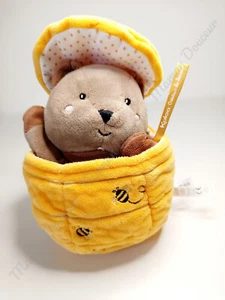 Doudou Plat/Marionnette Ted Ours Marron Cache Cache Pot Miel Jaune Abeille Kaloo - Picture 1 of 6
