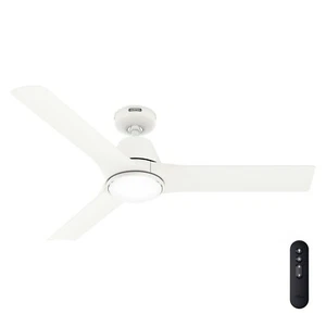 Hunter Fan 52 in Contemporary Matte White Ceiling Fan with Light Kit and Remote - Picture 1 of 9
