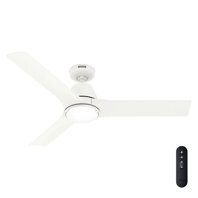 Hunter Fan 52 in Contemporary Matte White Ceiling Fan with Light Kit and Remote - Image 1 of 4
