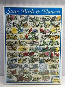 White Mountain Puzzle State Birds and Flowers 1000 Piece Puzzle NEW SEALED