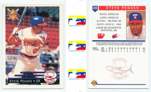 1993  Venezuelan Baseball Card STEVE PEGUES  # 226  BEST QUALITY AVAILABLE!