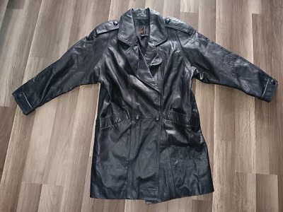 Casaco Winlit masculino preto 100% couro 2 botões, tamanho médio forrado - Imagem 1 de 4