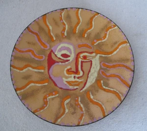 Vintage Mid Century Artists Enamel on Copper Plate Abstract Face 7 7/8" D - Picture 1 of 3