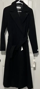 Women's New Calvin Klein Black Winter Long Wool blend Dress Coat - NWT - size 2 - Picture 1 of 8