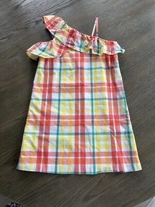 Janie and Jack SZ 10 girls sleeveless summer dress Orange Green & Yellow plaid - Picture 1 of 4
