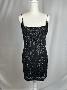 NWT Windsor Black Mini Cocktail Dress With Sequins Size 13/14 - Picture 1 of 11