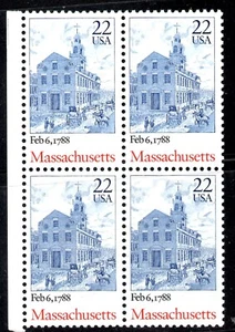U S Scott 2341 Massachusetts Ratification Block of 4 MNH - Picture 1 of 1