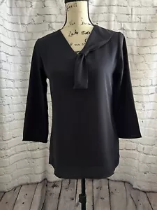 Giorgio Armani Beauty Bow Neck Career Uniform Blouse Shirt Top in Blue Size 36 - Picture 1 of 6