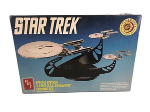AMT/ ERTL Star Trek USS Enterprise 3 Piece Chrome Model Set # 6005 New Open Box - Picture 1 of 11