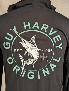 Guy Harvey Lightweight Black Cotton Hoodie Men's Size M - Picture 1 of 11