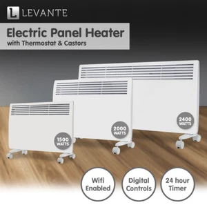 Levante Electric Panel Heater Wifi Thermostat Castors NDM-15WT NDM-20WT NDM-24WT - Picture 1 of 14