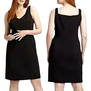 EILEEN FISHER M V-Neck Square Back Ponte Knit Little Black Dress NWT - Picture 1 of 14