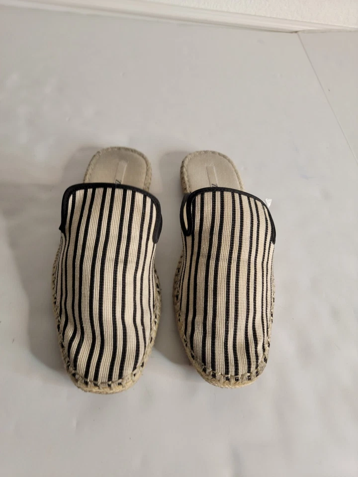 Zara Slip On Fabric Clogs Womens Sz 38 7-7.5 Stripes Espadrilles Mules - Image 1 of 4