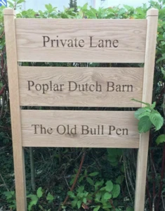 Large Engraved Oak Post House Sign Multi Slat Oak Standing Garden Sign Post 120 - Picture 1 of 5