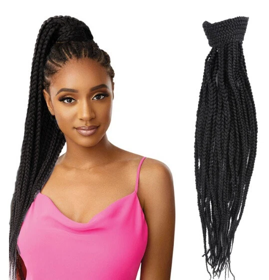 1 pc Box Braids Ponytail Hairpiece Drawstring Clip in Hair Extensions for Women - Image 1 of 4