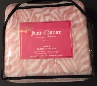CONJUNTO DE LENÇÓIS JUICY COUTURE TIPO ZEBRA ESTAMPA ULTRA PELÚCIA QUEEN 4 PEÇAS NOVO NA CAIXA - Imagem 1 de 4