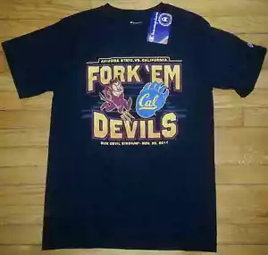 Camisa Estatal AZ Cal Bears ""Fork Em Devils"" Nueva con etiquetas M Negra Marrón Azul Amarillo s2460 - Imagen 1 de 6