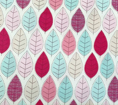 ROSE & HUBBLE 100% Baumwollstoff - Rosa Blau Sommer Blatt Druck Stoff - Bastelstoff Meterware