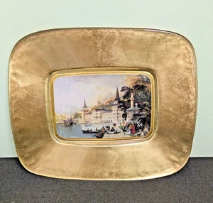 DEGER KATAN HEDIYELER Gold Glass Decorative Plate: Ltd. Edition,10.2X9.5",Turkey - Picture 1 of 7