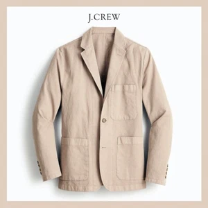 Neu mit Etikett - J. Crew Herren Kleidung gefärbt Baumwolle-Leinen Chino Anzug Jacke khaki Gr. 40 $ 178 - Bild 1 von 9