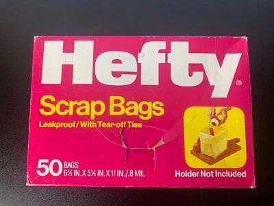 Vintage 1980s Hefty Scrap Yellow Bags Pink Box NEW NOS prop Display 50 Pack  - Image 1 of 4
