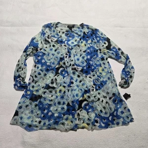 Alfani Petite Blue Sheer 3/4 Sleeve Pullover Top Blouse Shirt Adult Women's PXL - Picture 1 of 9