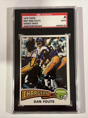 1975 Topps Dan Fouts Rookie Signed / Auto.  SGC.  Signed Twice.  Front & Back - Image 1 of 2