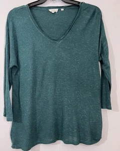FatFace Soft/Stretchy/Shimmery Green V-Neck Top Uk 10 Size - Picture 1 of 10