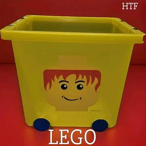 SELTEN LEGO gelb Kunststoff Aufbewahrungsbehälter Würfel Box Eimer mit Rollen Griffe - Bild 1 von 10