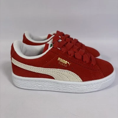 Puma Suede Classic XXI Risk Red Kids Size 10.5C Suede Lace Up Flat Sneakers NEW - Image 1 of 4