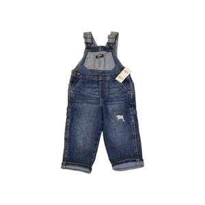 OshKosh Jean Denim Overalls Vestbak Adjustable Straps Pockets Ripped 2T NWT - Picture 1 of 2