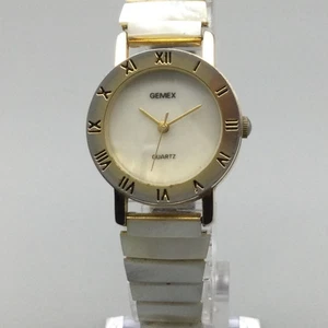 Gemex Damen Dress Watch 25 mm goldfarbenes MOP Zifferblatt Stretchband neue Batterie - Bild 1 von 13