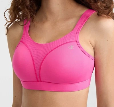 Sutiã esportivo de alto impacto Champion Spot Confort novo com etiquetas, logotipo C rosa: tamanho 38D - Imagem 1 de 3