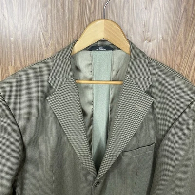 Haggar Sport Coat Mens 46R Green Brown Multicolor Polyester Wool Three Buttons - Image 1 of 4