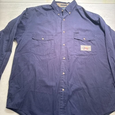Ducks Unlimited Men's XL Navy Blue Long Sleeve Shirt Button Down Pockets Cotton - Image 1 of 4