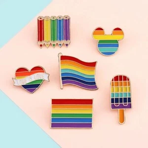 Flags Heart Shape Rainbow Brooches Women Fashion Garments Accessory Pins Brooch - Picture 1 of 18