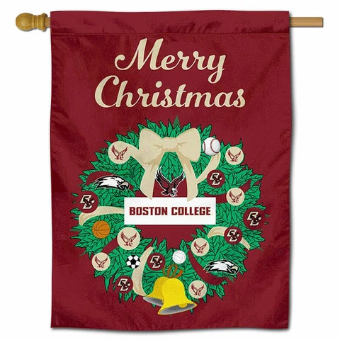 Boston College Happy Holidays Christmas Decorative House Flag Cover