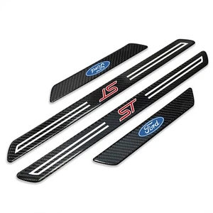 Ford ST Black Real Carbon Fiber 4 Universal Door Sill Protector Guard - Picture 1 of 6