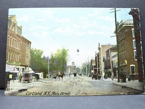 Postcard Cortland NY Main Street Posted 1906 - Picture 1 of 2