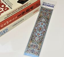 Woven Fabric Bookmark  Light Blue Gold Book Mark Turkish Carpet Ottoman Design