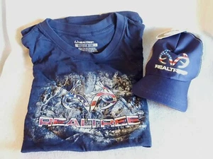 Realtree patriotische Grafik T-Shirt L Large und Mütze Geschenkset Neu mit Etikett blau - Bild 1 von 4