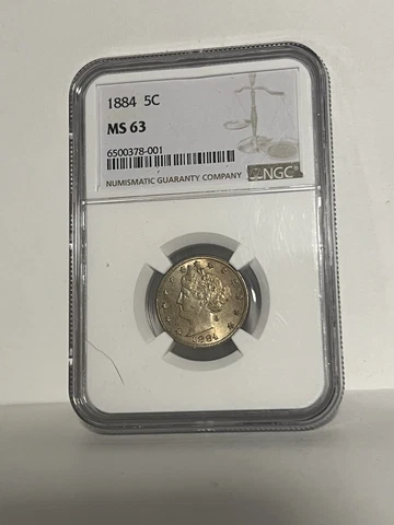 1884 Liberty V Nickel NGC - MS63 * Nice Luster!! * Cover