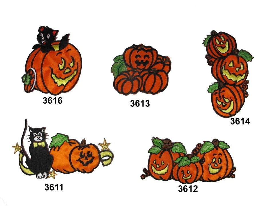 Parche de apliques de hierro bordado fantasma Halloween, calabaza, gato negro, fantasma Foto 1 de 1