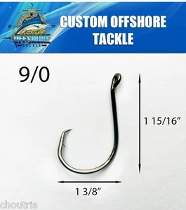 25 Size 9/0 Custom Offshore Tackle Offset Circle Fishing Hooks 7384 - Picture 1 of 1